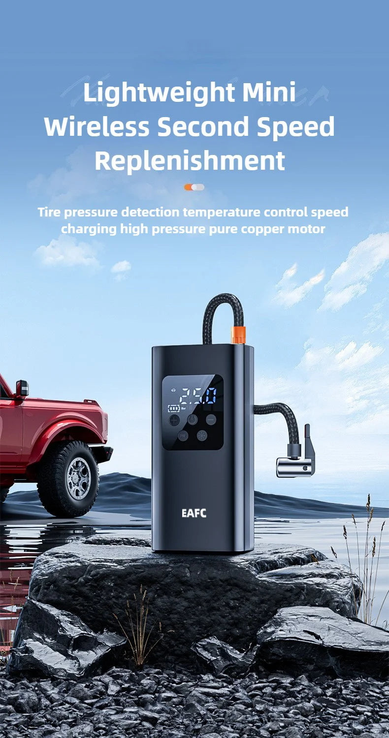 Inflador Portátil Inteligente para Coche y Moto – Compresor Aire Inalámbrico