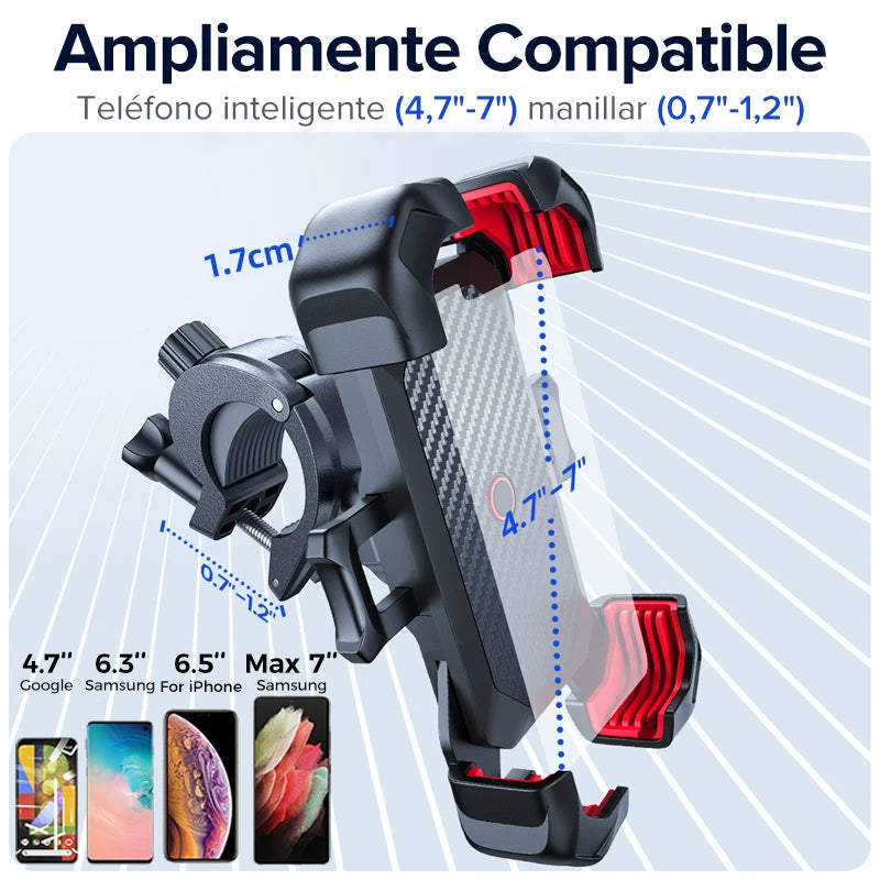 Soporte Móvil Moto 360° Antivibración Impermeable