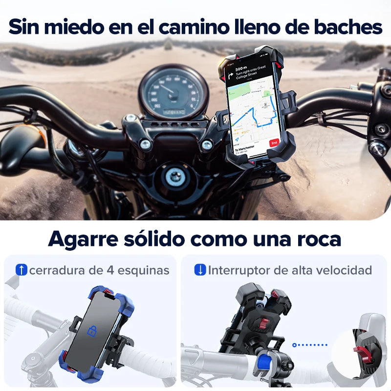 Soporte Móvil Moto 360° Antivibración Impermeable